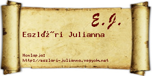 Eszlári Julianna névjegykártya